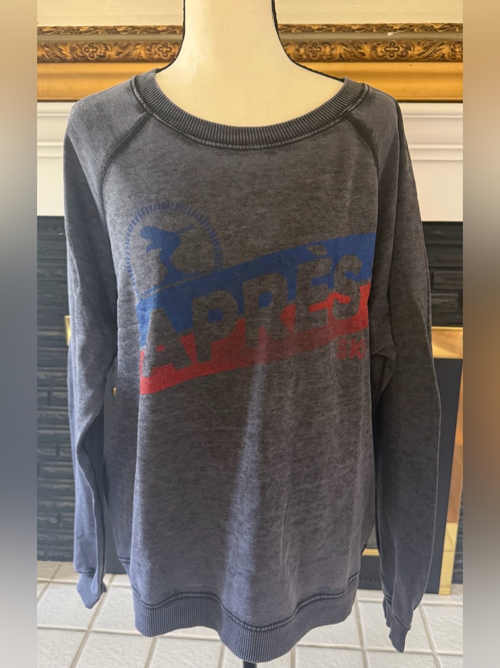 Prince Peter Collection Gray Crewneck with Blue & Red Apres Graphic